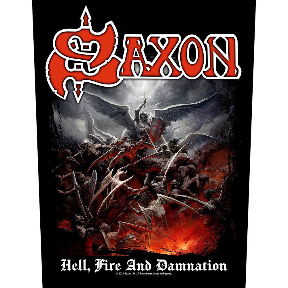 Saxon - Hell, Fire And Damnation Rugpatch - Zwart